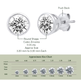 925 Sterling Silver Solitaire Stud Earrings, 0.25 ctw Round Cubic Zirconia in Push Back