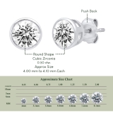 925 Sterling Silver Solitaire Stud Earrings, 0.50 ctw Round Cubic Zirconia in Push Back