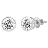925 Sterling Silver Solitaire Stud Earrings, IGI Certified 1.00 ctw Round Cubic Zirconia in Screw Back