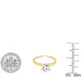 1.00 Carat (ctw) 10K Yellow Gold Round Cubic Zirconia Ladies Solitaire Engagement Ring 1 CT