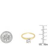 1.00 Carat (ctw) 14K Yellow Gold Round Cubic Zirconia Ladies Solitaire Engagement Ring 1 CT