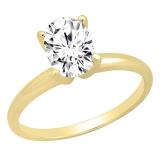 1.50 Carat (ctw) 14K Yellow Gold Oval Cubic Zirconia Ladies Solitaire Engagement Ring 1 1/2 CT