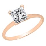1.50 Carat (ctw) 10K Rose Gold Princess Cubic Zirconia Ladies Solitaire Engagement Ring 1 1/2 CT