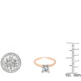 1.50 Carat (ctw) 10K Rose Gold Princess Cubic Zirconia Ladies Solitaire Engagement Ring 1 1/2 CT