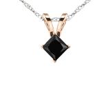 0.25 Carat (ctw) 14K Rose Gold Princess Black Diamond Ladies Solitaire Pendant 1/4 CT