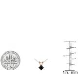 0.25 Carat (ctw) 14K Rose Gold Princess Black Diamond Ladies Solitaire Pendant 1/4 CT