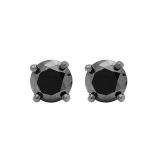 0.50 Carat (ctw) 10K White Gold Round Black Diamond Ladies Stud Earrings 1/2 CT