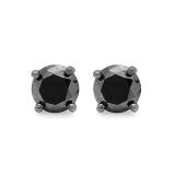 0.75 Carat (ctw) 18K White Gold Round Black Diamond Ladies Stud Earrings 1/3 CT
