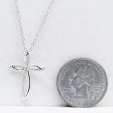 0.10 Carat (ctw) Sterling Silver Round Diamond Ladies Cross Pendant 1/10 CT (Silver Chain Included)