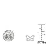 0.45 Carat (ctw) Sterling Silver Round White Diamond Ladies Butterfly Stud Earrings 1/2 CT