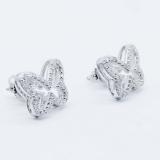 0.45 Carat (ctw) Sterling Silver Round White Diamond Ladies Butterfly Stud Earrings 1/2 CT