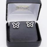 0.45 Carat (ctw) Sterling Silver Round White Diamond Ladies Butterfly Stud Earrings 1/2 CT