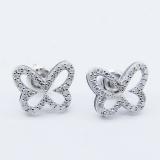 0.45 Carat (ctw) Sterling Silver Round White Diamond Ladies Butterfly Stud Earrings 1/2 CT