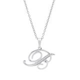 0.05 Carat (ctw) Sterling Silver Round Diamond Letter 'B' Initial Pendant (Silver Chain Included)