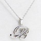 0.05 Carat (ctw) Sterling Silver Round Diamond Letter 'B' Initial Pendant (Silver Chain Included)