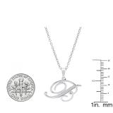 0.05 Carat (ctw) Sterling Silver Round Diamond Letter 'B' Initial Pendant (Silver Chain Included)