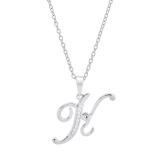 0.05 Carat (ctw) Sterling Silver Round Diamond Letter 'K' Initial Pendant (Silver Chain Included)