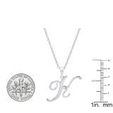0.05 Carat (ctw) Sterling Silver Round Diamond Letter 'K' Initial Pendant (Silver Chain Included)