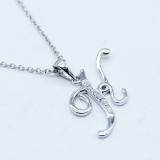 0.05 Carat (ctw) Sterling Silver Round Diamond Letter 'K' Initial Pendant (Silver Chain Included)