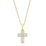0.10 Carat (ctw) 10K Yellow Gold Round White Diamond Ladies Cross Pendant 1/10 CT