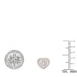 0.70 Carat (ctw) 10K Rose Gold Round White Diamond Ladies Heart Shaped Stud Earrings 3/4 CT