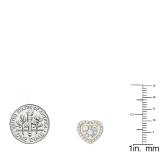 0.70 Carat (ctw) 10K Yellow Gold Round White Diamond Ladies Heart Shaped Stud Earrings 3/4 CT