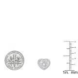 0.70 Carat (ctw) 14K White Gold Round White Diamond Ladies Heart Shaped Stud Earrings 3/4 CT