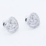 0.70 Carat (ctw) 14K White Gold Round White Diamond Ladies Heart Shaped Stud Earrings 3/4 CT