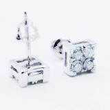 0.45 Carat (ctw) 14K White Gold Round White Diamond V Prong Square Ladies Stud Earrings 1/2 CT