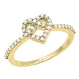 0.30 Carat (ctw) 10K Yellow Gold Round White Diamond Ladies Heart Promise Engagement Ring 1/3 CT