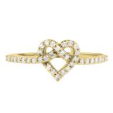 0.30 Carat (ctw) 10K Yellow Gold Round White Diamond Ladies Heart Promise Engagement Ring 1/3 CT