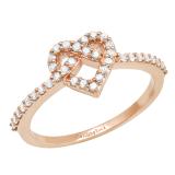 0.30 Carat (ctw) 18K Rose Gold Round White Diamond Ladies Heart Promise Engagement Ring 1/3 CT