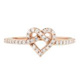 0.30 Carat (ctw) 18K Rose Gold Round White Diamond Ladies Heart Promise Engagement Ring 1/3 CT