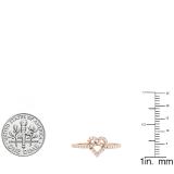 0.30 Carat (ctw) 18K Rose Gold Round White Diamond Ladies Heart Promise Engagement Ring 1/3 CT