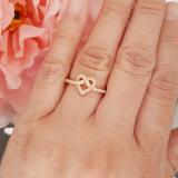0.30 Carat (ctw) 18K Rose Gold Round White Diamond Ladies Heart Promise Engagement Ring 1/3 CT