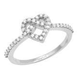 0.30 Carat (ctw) 18K White Gold Round White Diamond Ladies Heart Promise Engagement Ring 1/3 CT