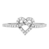 0.30 Carat (ctw) 18K White Gold Round White Diamond Ladies Heart Promise Engagement Ring 1/3 CT