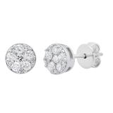 0.25 Carat (ctw) 14K White Gold Round White Diamond Ladies Cluster Stud Earrings 1/4 CT