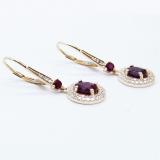 10K Rose Gold 7X5 MM Oval Ruby & Round Diamond Ladies Drop Earrings