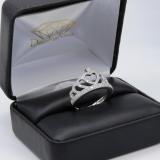 Round White Diamond Heart Crown Promise Ring for Women (0.50 ctw, Color I-J, Clarity I2-I3) in 10K White Gold