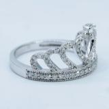 Round White Diamond Heart Crown Promise Ring for Women (0.50 ctw, Color I-J, Clarity I2-I3) in 10K White Gold