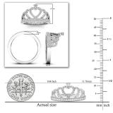 Round White Diamond Heart Crown Promise Ring for Women (0.50 ctw, Color I-J, Clarity I2-I3) in 10K White Gold
