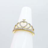 Round White Diamond Heart Crown Promise Ring for Women (0.50 ctw, Color I-J, Clarity I2-I3) in 10K Yellow Gold