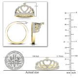 Round White Diamond Heart Crown Promise Ring for Women (0.50 ctw, Color I-J, Clarity I2-I3) in 10K Yellow Gold