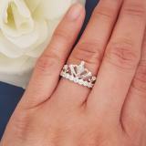0.55 Carat (ctw) 10K White Gold Round White Diamond Ladies Bridal Crown Engagement Ring 1/2 CT