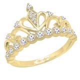 0.55 Carat (ctw) 10K Yellow Gold Round White Diamond Ladies Bridal Crown Engagement Ring 1/2 CT