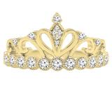 0.55 Carat (ctw) 10K Yellow Gold Round White Diamond Ladies Bridal Crown Engagement Ring 1/2 CT