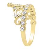 0.55 Carat (ctw) 10K Yellow Gold Round White Diamond Ladies Bridal Crown Engagement Ring 1/2 CT