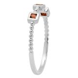 10K White Gold Princess Garnet Beaded Ladies Wedding Band