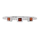 10K White Gold Princess Garnet Beaded Ladies Wedding Band
